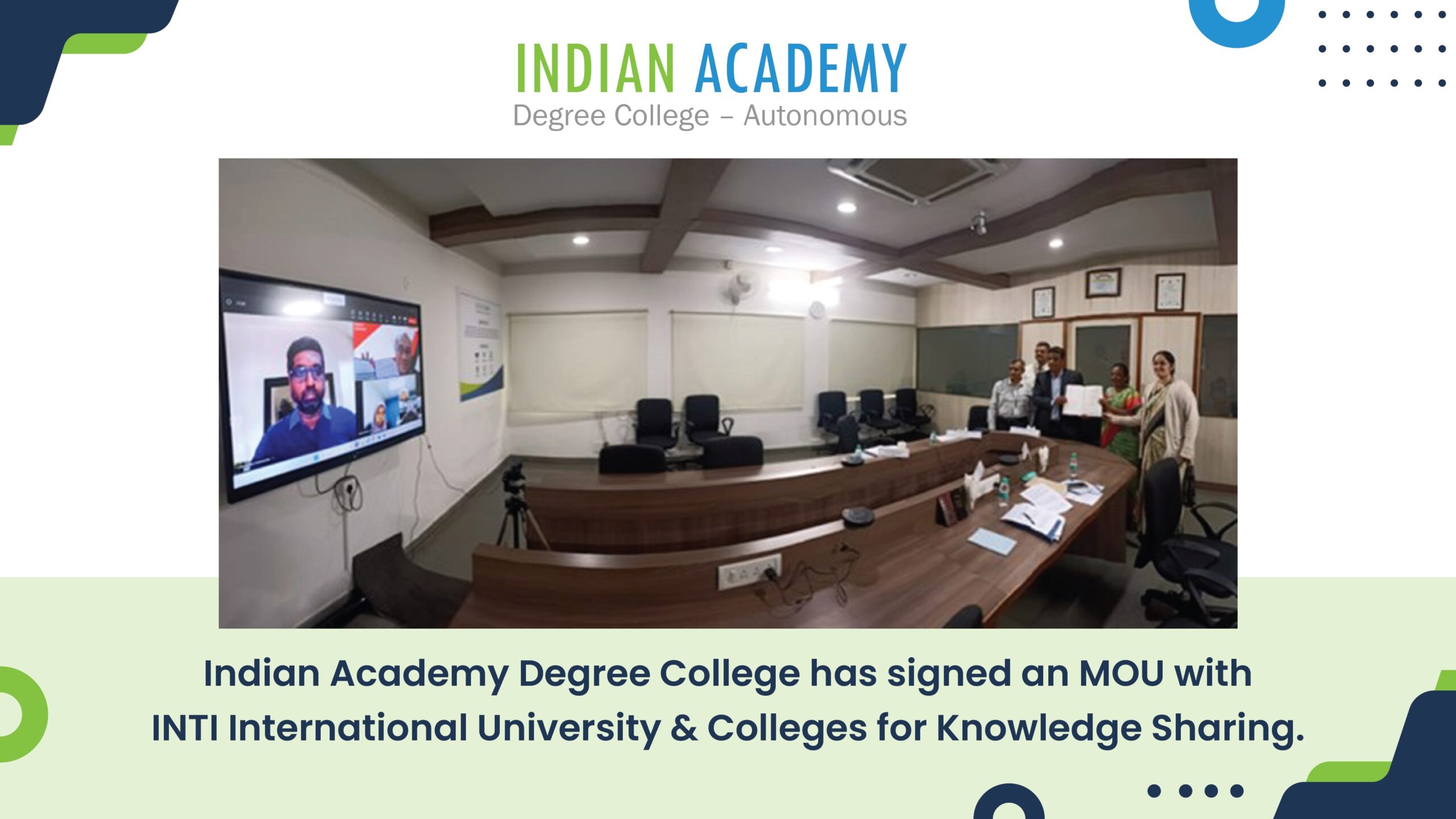 Indian Academy Degree College Has Signed An MOU With INTI