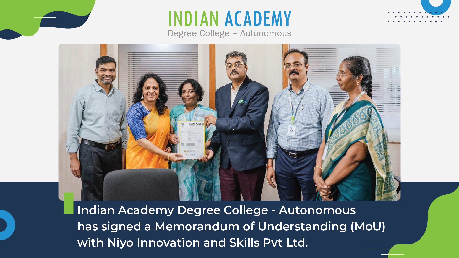 MOU Is Signed With Niyo Innovation and Skills Pvt Ltd.
